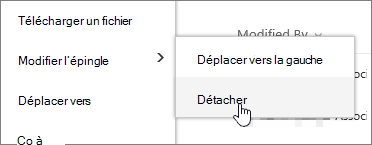 Mettre en surbrillance un fichier avec l’option Modifier l’épingle et désépingler mise en surbrillance