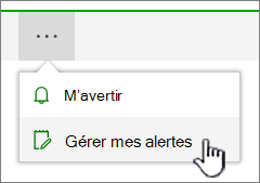 Bouton Gérer les alertes SharePoint Online mis en surbrillance