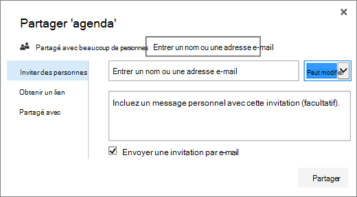 Boîte de dialogue Partager