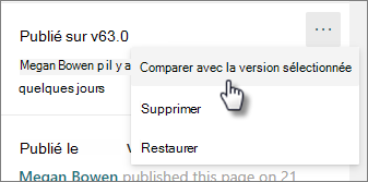 Comparer avec la version sélectionnée
