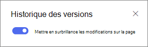 Activer/désactiver pour afficher les différences de version sur la page