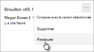 Commande de restauration de version