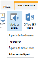 Bouton Insérer de la vidéo ou de l’audio dans le ruban Modifier