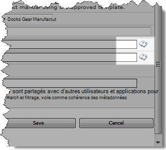 Icônes de balises dans la boîte de dialogue Modifier les propriétés