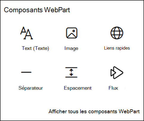 Composants WebPart dans la boîte à outils