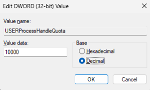 Outlook modifier la fenêtre DWORD