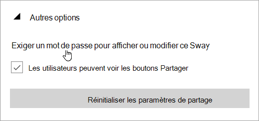 Capture d’écran du menu Autres options