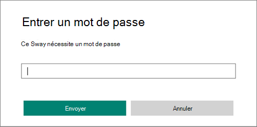 Boîte de dialogue Entrer un mot de passe