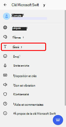 Paramètres de Microsoft SwiftKey avec l’option Taper en surbrillance