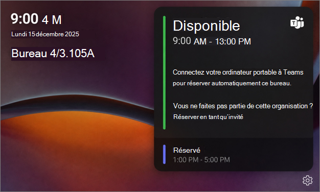 Écran d’accueil du hub du bureau Teams