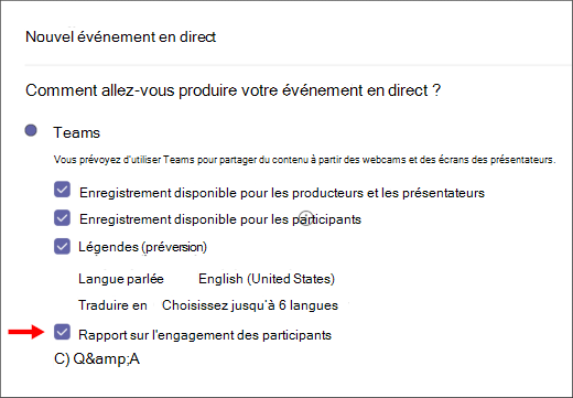 Écran de case à cocher rapport d’engagement des participants