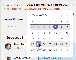 Modifiez la plage de dates dans la planification dans Shifts.