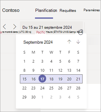 Modifier la plage de dates de l’affichage calendrier dans Plannings.