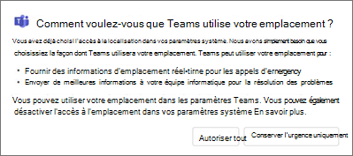 Méthode Teams de l’emplacement de consentement