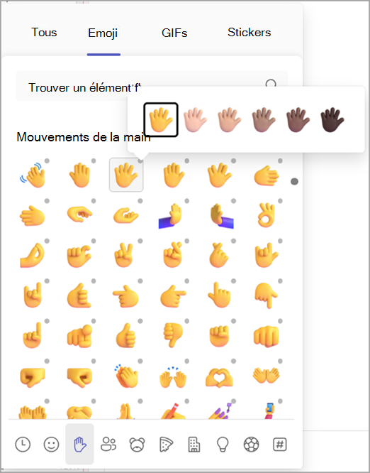 Capture d’écran montrant comment modifier la tonalité de votre emoji