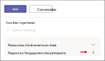 Écran Télécharger le rapport d’engagement des participants