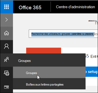 Sélectionnez Groupes dans le volet de navigation de gauche pour accéder aux groupes de votre locataire Office 365