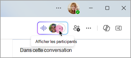 Sélectionnez l’indicateur en direct dans une conversation de groupe pour afficher les participants à la réunion instantanée.