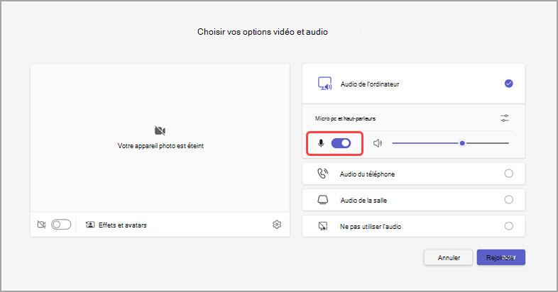 gérer l’audio avant une réunion