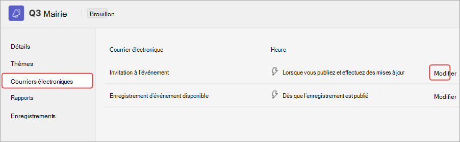 Capture d'écran mettant en évidence l'interface utilisateur pour afficher un aperçu des invitations par e-mail à une assemblée