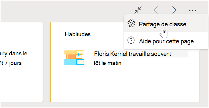 capture d’écran de la vue des informations d’une classe, le curseur a sélectionné les points de suspension et pointe sur le partage de classe