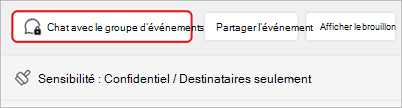 Capture d’écran montrant comment démarrer une conversation de groupe d’événements.