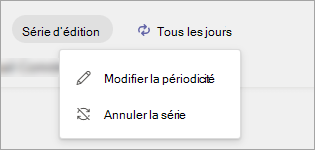 Capture d’écran montrant les options de modification de série pour une série de listes de tâches publiée.