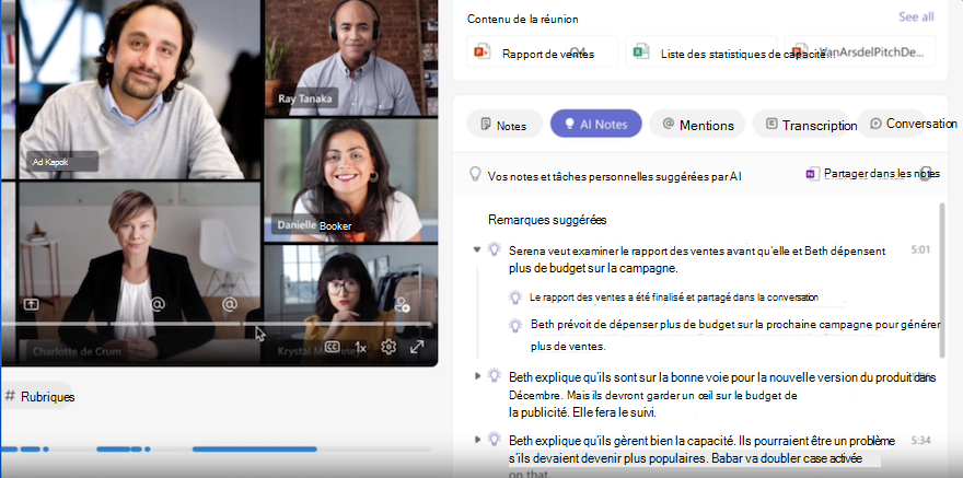 Image du récapitulatif d’une réunion intelligente