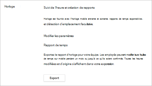 Options d’horloge après l’horloge de l’heure activée dans les paramètres Shifts