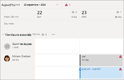 Afficher un conflit de shift dans la planification dans Plannings.