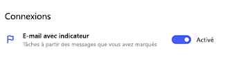 Connexion aux e-mails marqués d'un indicateur activée dans les paramètres de To-Do