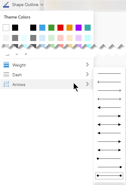 Visio pour le Web propose plusieurs options de direction et de style de flèches.