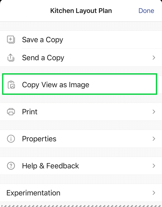 L’option Copier l’affichage en tant qu’image.