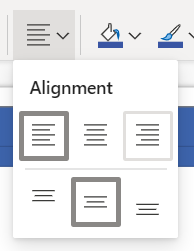 Bouton Aligner le texte sur le ruban Visio Online