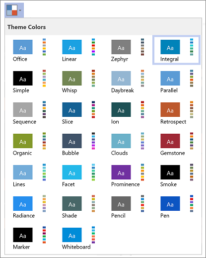 Liste des couleurs de thème