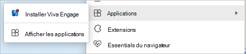 Capture d’écran de la commande d’installation dans le menu Paramètre.