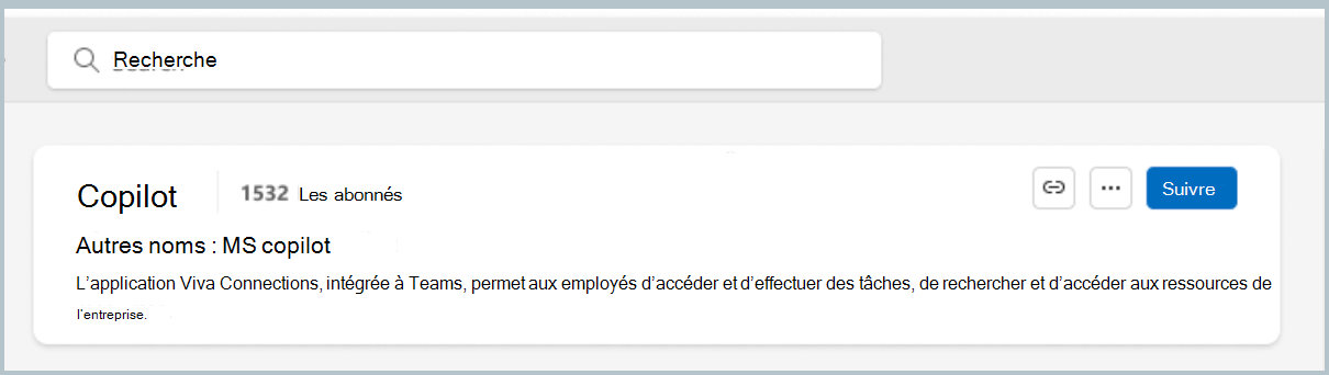 Capture d’écran montrant une rubrique que vous ne suivez pas.