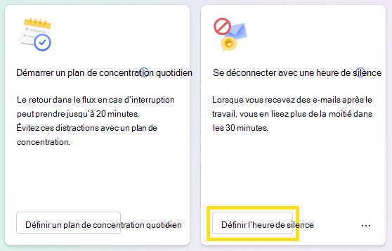 Capture d’écran montrant comment définir l’heure de silence.