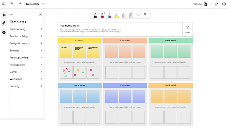 Exemples de brise-glace dans tableau blanc