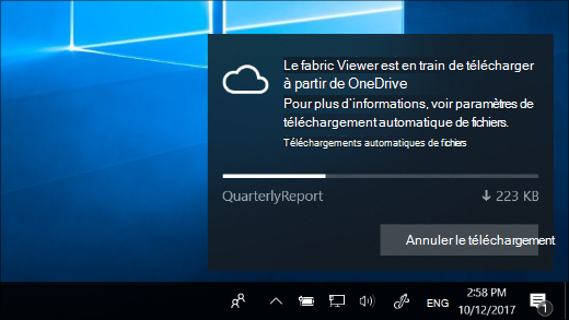 Notification de téléchargement reçue lorsque OneDrive Files à la demande est activé