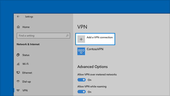 Emplacement du bouton Ajouter une connexion VPN dans Paramètres