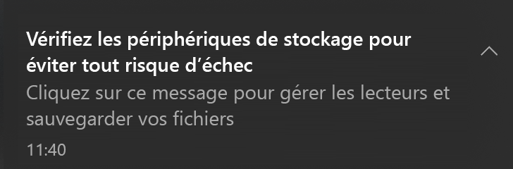 Message d’alerte critique