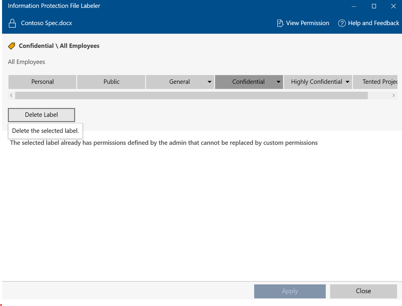 Supprimer une étiquette avec Protection des données Microsoft Purview File Labeler