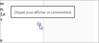 Indicateur de commentaire à côté du texte dans un document Word
