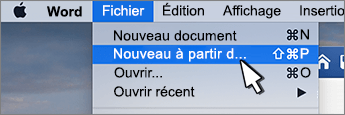 Option Nouveau à partir d’un modèle