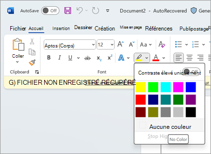 two.pngde capture d’écran de la mise en surbrillance microsoft word 