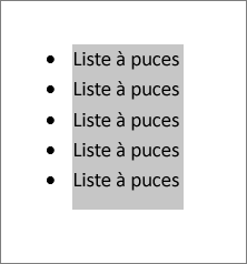 Texte d’une liste à puces sélectionné