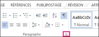 Lanceur de boîte de dialogue Paragraphe