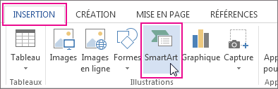 Partie de l’onglet Insertion contenant le bouton Graphique