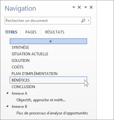 Parcourir par titre dans le volet de navigation